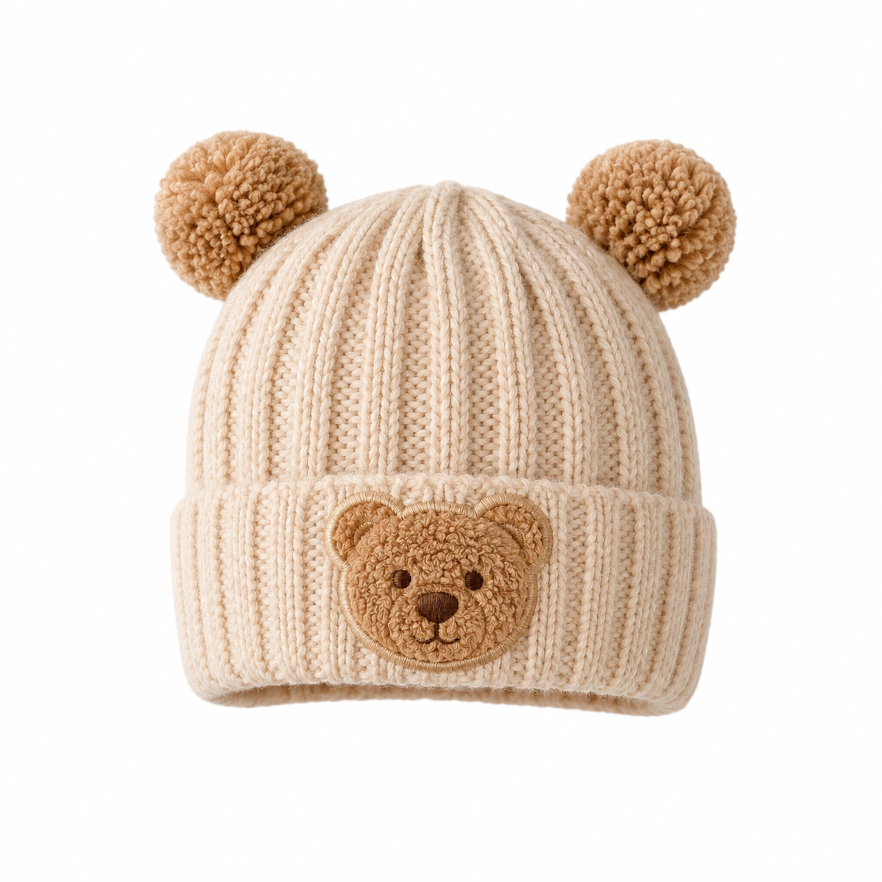 Touca de Lã Infantil Orelhinha de Urso — Gorro Quentinho de Inverno