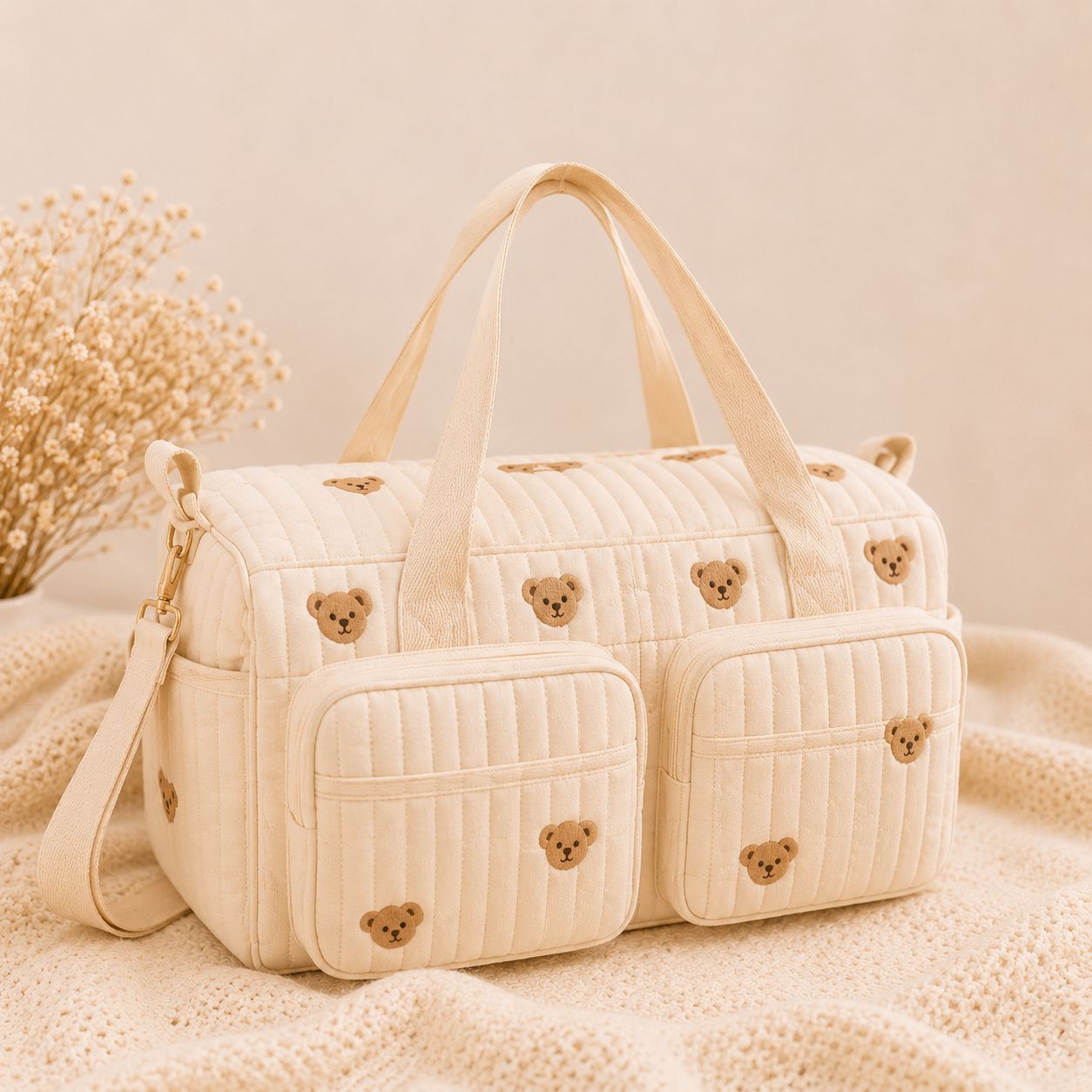 Bolsa Maternidade Bordada Ursinho — Bolsa de Bebê Premium