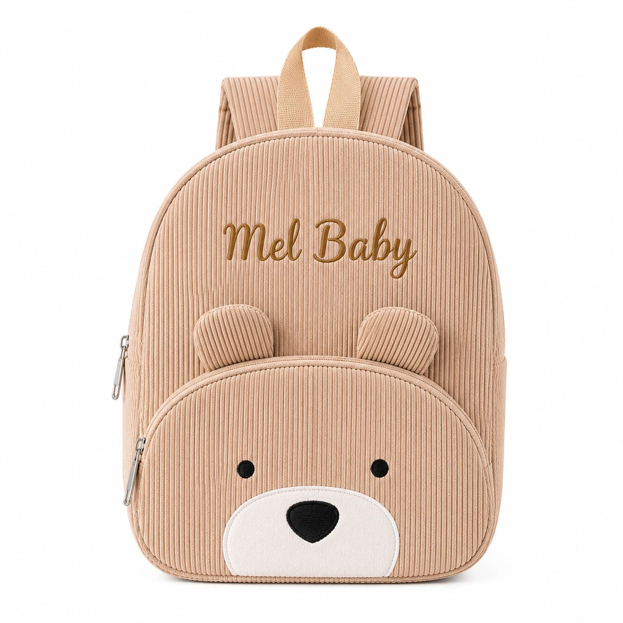 Mochila Infantil Personalizada Ursinho em Bombazine com Nome Bordado