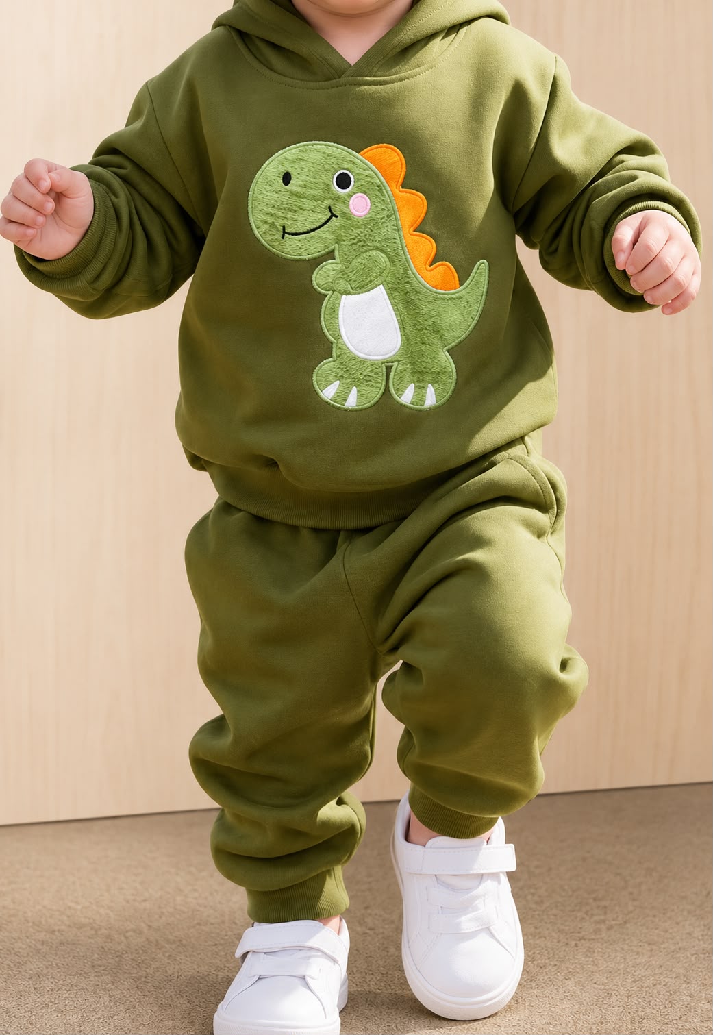 Conjunto Infantil de Moletom Dinossauro para Bebê – Inverno Premium