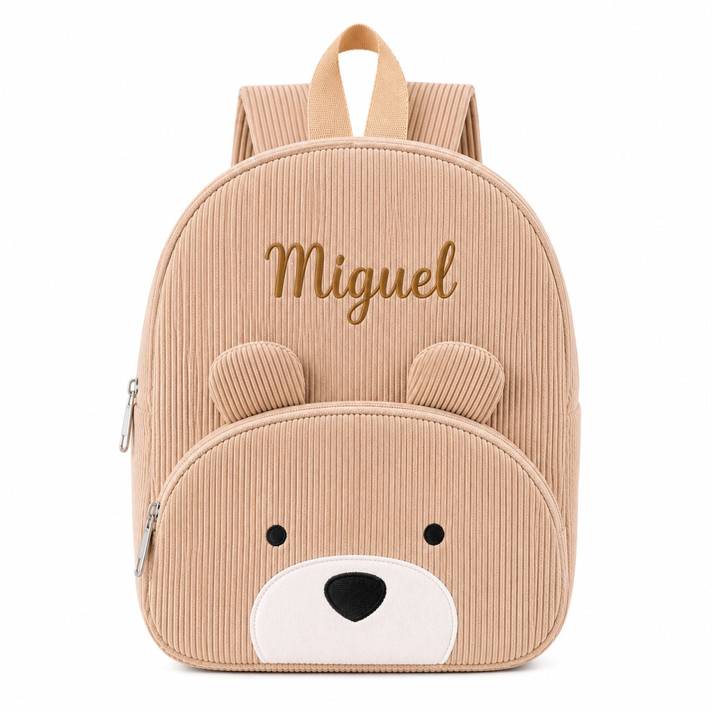 Mochila Infantil Personalizada Ursinho em Bombazine com Nome Bordado