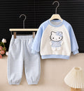 Conjunto Infantil Feminino Azul Xadrez com Moletom Kawaii