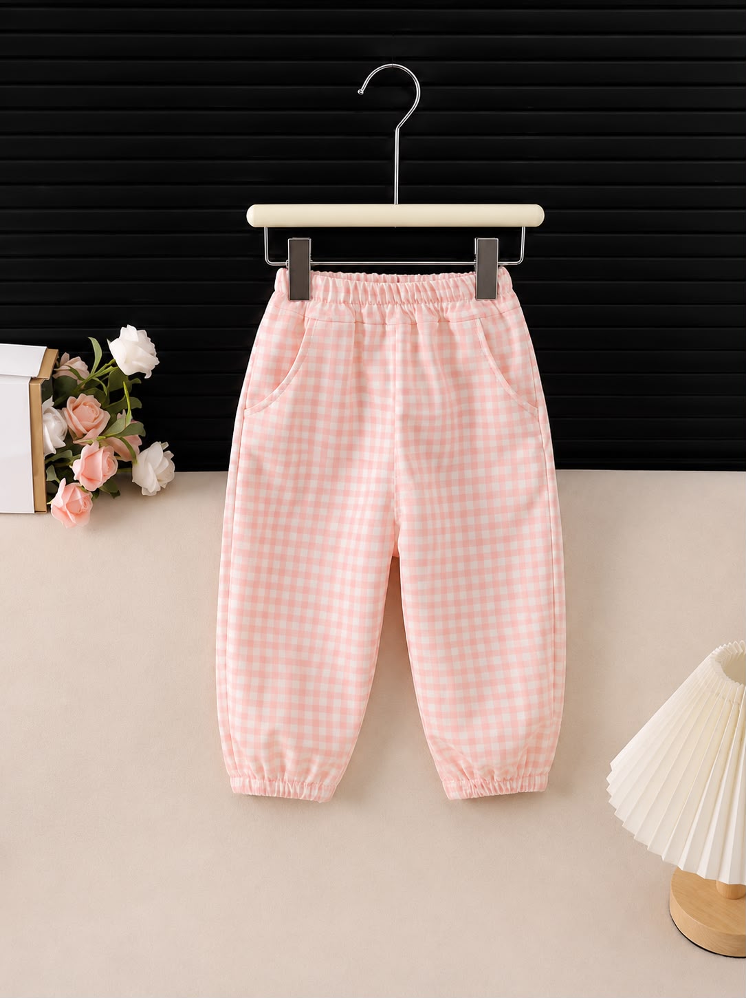 Conjunto Infantil Feminino Azul Xadrez com Moletom Kawaii