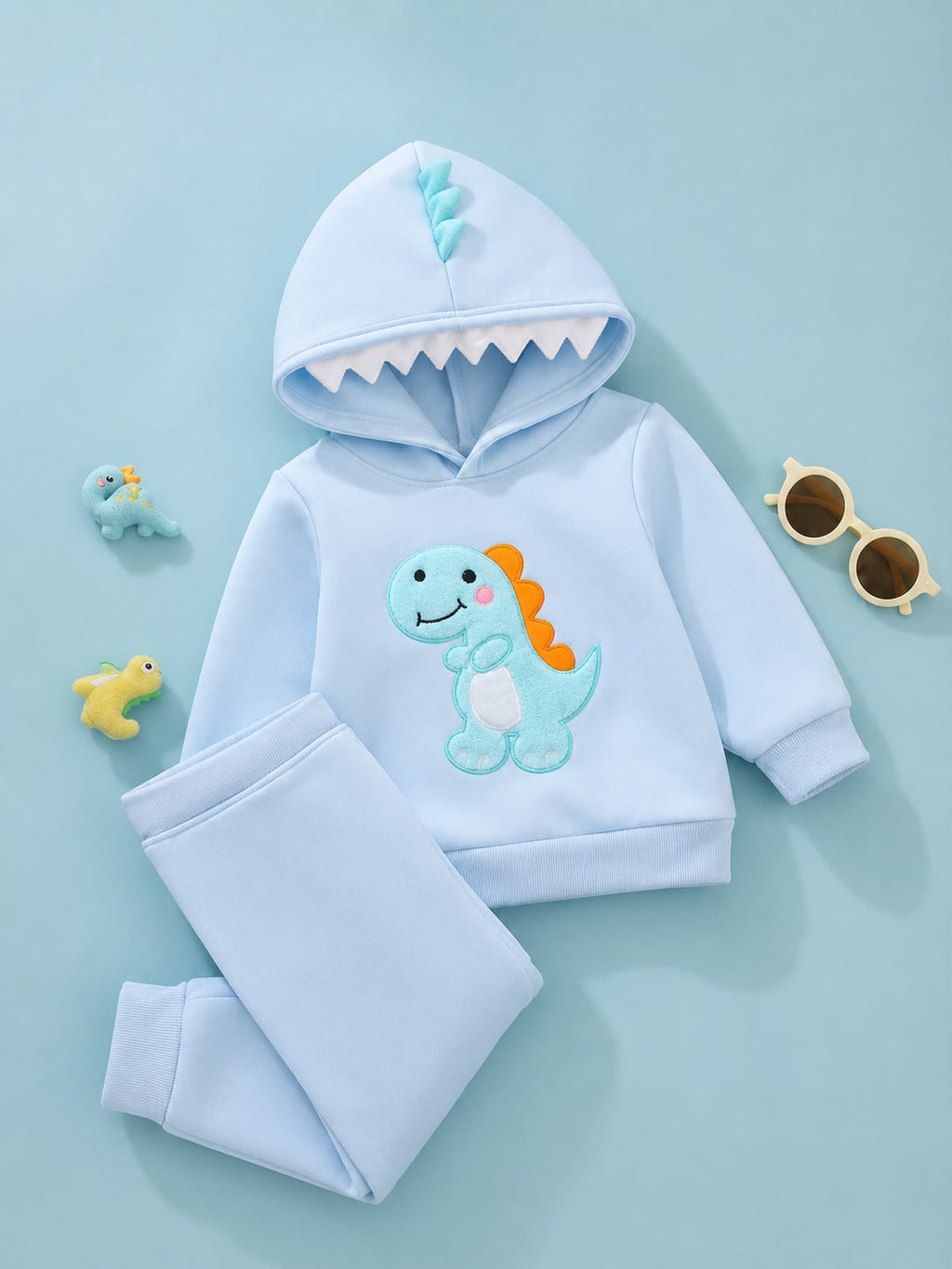 Conjunto Infantil de Moletom Dinossauro para Bebê – Inverno Premium